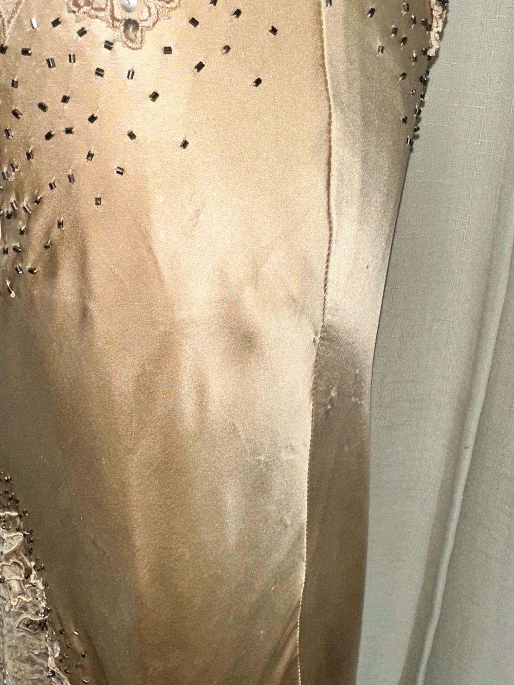 Vintage 2005 Sue Wong Nocturne Silk Beaded Halter Gown Champagne Size 4 - Picture 10 of 10